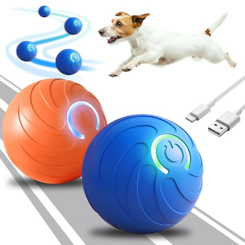 xinrongda 2 pièces Jouet interactif pour chien, balle de jeu interactive pour chiens, balle magique électrique, jouet intelligent pour chien avec lumières LED, balle interactive pour chiots, petit