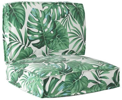vidaXL Pallet Pillows Set of 2, Leaf Design, Oxford Fabric, Comfortable and Durable, Indoor Outdoor, Tropical, Soft Texture, Furniture Cushion, Water Resistant and Green Fade Resistant