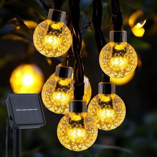 ALEGRE Led solcellsljusslinga, utomhus, 10 m, 50 lysdioder, ljuskedja, väderbeständig, varmvit ljuskedja, för balkong, trädgård, dekoration