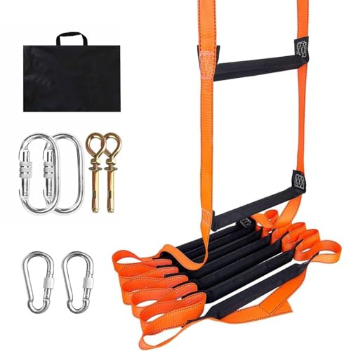 Scala di Salvataggio Resistente al Fuoco con 2 Moschettoni - Scala d'Emergenza Portatile, Portata Massima 600kg per Casa e Ufficio (10M)