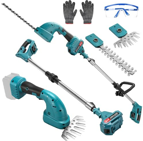 Tagliasiepi con asta telescopica 3 in 1 compatibile con Makita 18 V batterie, Tagliasiepi ricaricabile senza fili, lunghezza della sega 200 mm/99 mm