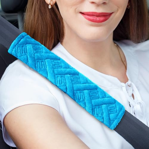 2PCs Car Seat Belt Pads Cover,Soft Seatbelt Shoulder Pad,Strap Covers Protector for Kids and Adults,Safety Seat Belt Strap Shoulder Pads,Universal Seatbelt Harness Cushion Pad for Car,SUV (Blue)