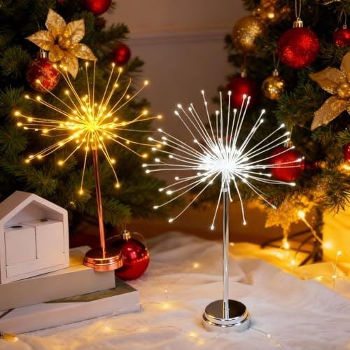 Luci da tavolo a forma di nido e fiori, 2/4 mini luci da tavolo Starburst, 2026 nuove lampade a forma di dente di leone, luci natalizie a LED per fuochi d'artificio, centrotavola per banchetti per