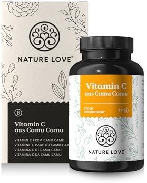 NATURE LOVE® Camu Camu Extrakt Kapseln - natürliches Vitamin C - 120 Kapseln mit 640mg Camu Camu Extrakt - 4 Monatsvorrat - Laborgeprüft, vegan, ohne Zusätze und in Deutschland produziert