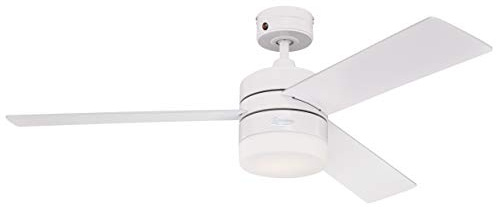 72271, Moderner 122 cm LED-Deckenventilator Alta Vista von Westinghouse Lighting mit Beleuchtung und Fernbedienung, Ausführung in Weiß mit Opalmilchglas