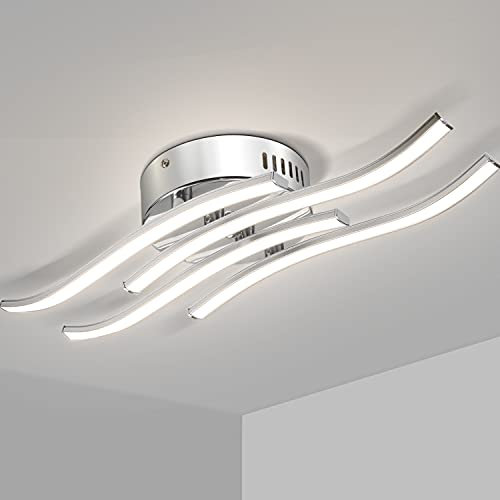 Dehobo Ceiling Light, Modern Ceiling Design Curved Ceiling Lights, 24W Light Fitting with 4 Built-in LED Boards Natural White 4000K for Living Room, Bedroom, Kitchen, Hallway and Office