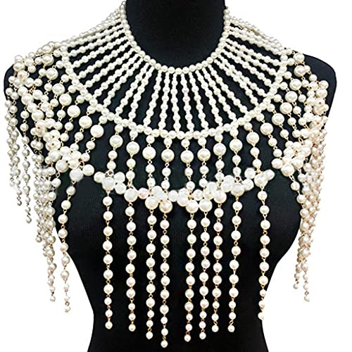TSBB Collare con Collana di Nappe con Perline di Perle con Perline a Catena con Gioielli