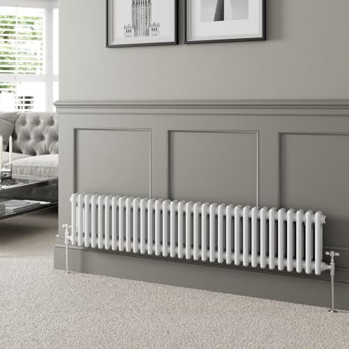 DuraTherm® 300 x 1460mm White Traditional Horizontal Designer Radiator Double Column Colosseum Cast Iron Style Central Heating Panel Radiators Rad