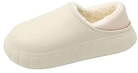 JOMIX Zuecos Mujer Invierno Zapatillas Casa Mujer con Cordón Elástico Pantuflas Mujer Impermeables Interior Exterior