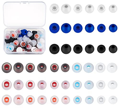 XiangJunly 48 Pcs Silicone Earbuds Replacement Tips, Earphone Ear Buds Tips, Earphone Eartips Replacement, Earphone Tips Earbud Noise Isolation Cover Caps Silicone for Earphones, 8 Colors, 3 Sizes