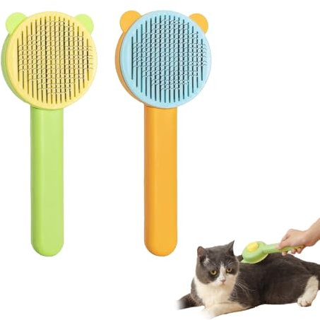 FHBHJNATC 2 Stück Katzenbürste, Katzen Bürste, Hundebürste, Katzenbürste Kurzhaar Langhaar Hundebürste Kurzhaar Langhaar Fellbürste Katze Katzen Kamm Katzenhaarbürste Tierhaarbürste Katzenzubehör