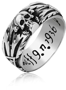 MAGIIE Joyería Anillo de Craneo Calavera,Anillo de Sello Gótico Punk Rock,Skull Ring para Hombre