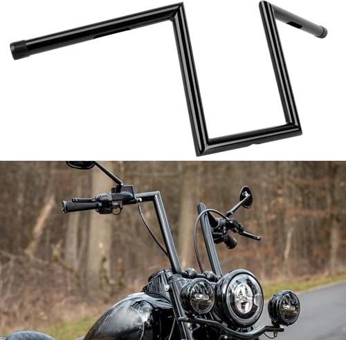 DREAMIZER Manillar de motocicleta Z Bars de 25mm y 1, Estilo Ape Hanger para Drag Custom con 10'' Altura, Compatible con Harley Honda Yamaha Suzuki Kawasaki Triumph Bobber Chopper Cruisers Sportster.