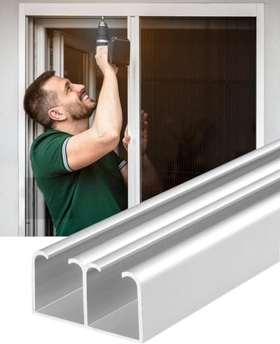 Minglez Sliding Door Kit Pocket Door Track Hardware Kit for Sliding Door, Heavy Duty Barn Door Hardware Kit for 2 Doors, Box Rail Hanger for Cabinets/Closet/Pergolas(Style 1,24in/61cm)