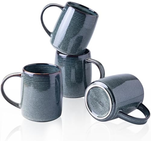 GBhome Stort kaffekopp-set i 4 stycken, 45 ml (ca 500 ml) handgjord keramikmugg med gradientfärger – perfekt för latte, te, öl och varm choklad | diskmaskins- och mikrovågsugnssäker