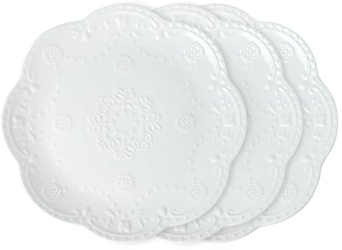 Lot de 3 Assiettes Plates en Porcelaine 26,5 cm, Assiette à Service Céramique, Assiettes de Cuisine, Assiette Plate pour Salade, Steak, Tapas, Gâteau, Plat Principal, Dîner