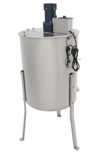 Honigschleuder Elektrisch 140W Tangentialschleuder Edelstahl 4/8 Rähmchen Honigextractor 45mm Honigventil 1300U/min Elektro Honigschleuder 48x16/23cm Wabengröße Imkerei Bienenzüchter Zubehör