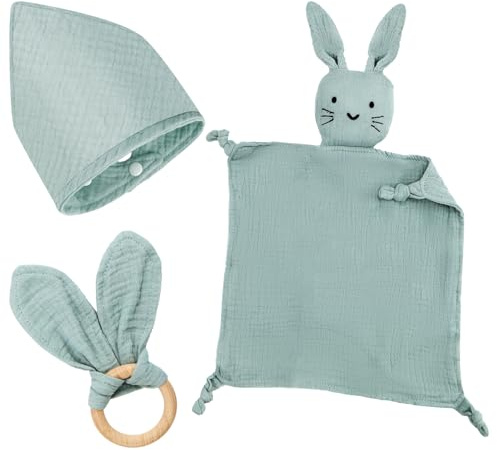 Present födelse flicka pojke personlig kanin näsduk kit badkappa baby bomull haklappar baby födelse och badhandduk bebis, bebis, pojke, flicka, barntillbehör (mint)