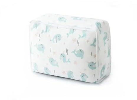 Bolsa de Almacenamiento de edredón de algodón Tridimensional PEVA de 70 x 50 x 25 cm, Transparente, con Estampado de Alta Capacidad, Lavable y Reutilizable.(D)