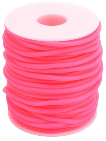ARTISAMILY 54.68 Yards Deep Pink Barber Cord for Knitting 2mm Hollow Pipe Rubber Tube Cords Stitch Holder Rubber Tube Cords for Bracelets Tubing Knitting String for Jewelry Making DIY Crafts