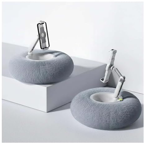 Chill Nest Phone Holder,Phone Holder Snack Bowl Fluffy,Tablet Stand Pillow for Reading,Adjustable Tablet Pillow Stand for Lap with Detachable Bowl,360° Rotation,Reading Watching (Grey)