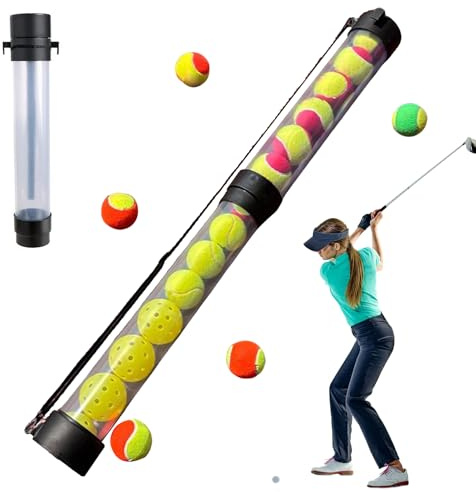 Tennisbollsuppsamlingsrör - bärare med kapacitet, förvaringsuppsamlare, avtagbart sportverktyg, bärbart axelstativ, dubbla fack | Picklebalrör