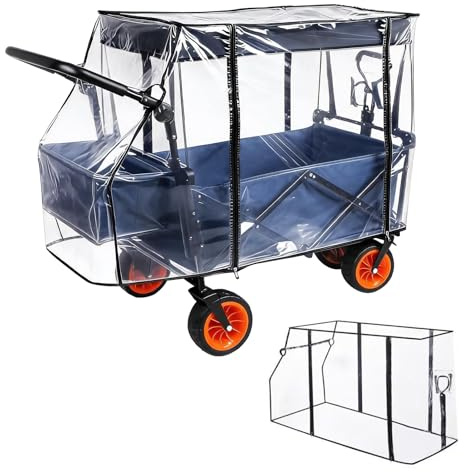 Funda protectora universal para la lluvia, 115 x 75 x 51 cm, transparente, con cremallera, cubierta de lluvia para carros plegables, resistente al viento, la lluvia y la nieve