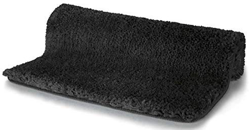 Spirella Badteppich Badematte Duschvorleger Mikrofaser Hochflor | flauschig | rutschhemmend | geeignet für Fußbodenheizung | 70x120 cm | Schwarz