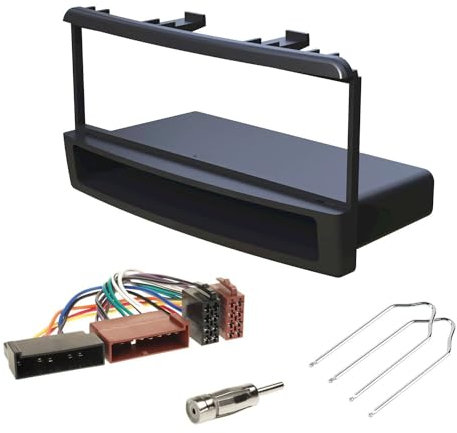 Audioproject A152 - Radioblende Set 1-DIN kompatibel mit Ford Focus Mondeo Galaxy Fiesta Cougar Ablagefach + Radioadapter + Antennenadapter + Entriegelungsbügel Auto-Radio Blende schwarz