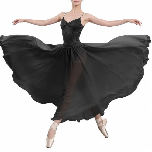 Wuchieal Falda de danza del vientre, disfraz de danza del vientre, faldas de gasa para mujer, falda larga para festival, ropa de rendimiento, Negro , Talla única