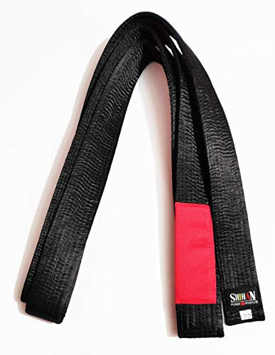 Shihan Martial Arts Jiu Jitsu-Gürtel für Erwachsene, brasilianischer Satin-Schwarz mit rotem Baumwoll-Patch BJJ-Gürtel