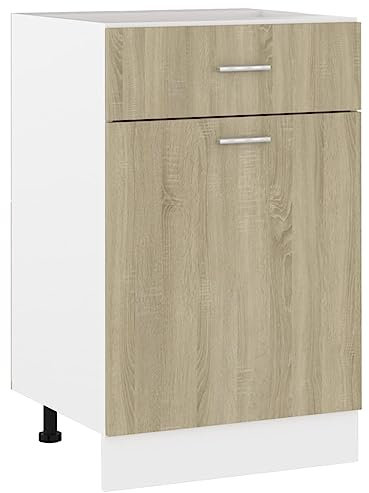 vidaXL Schubunterschrank Lyon Sonoma-Eiche 50x46x81,5 cm Holzwerkstoff, Küchenschrank, Gastronomieschrank, Gastro Möbel, Küchenmöbel, Aufbewahrungsschrank