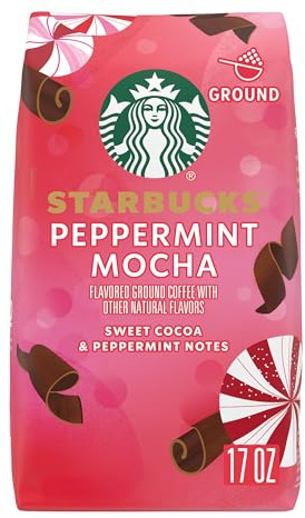 Starbucks Ground Coffee, Peppermint Mocha Flavored Coffee, 100% Arabica, Holiday 1 Bag (17 oz)