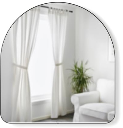 Umbra Hubba Arched Wall Mirror with Metallic Frame, Modern Style for Bathroom, Entryway, Living Room and More, 34 x 36-Inch, Titanium