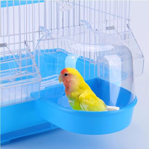 CXAFQ Baño para Pájaros Caja, Colgable para Bañera de Pájaros Ducha, Transparente Caja de Baño para Casa de Baño, Accesorio de Jaula para Pájaros con Ganchos para Pájaros Pequeños, Pinzón, Canario