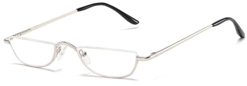 ABETOS Lunettes de lecture demi-monture pour hommes et femmes en métal demi-lune demi-cadre aide visuelle flexible charnière à ressort lunettes de lecture ordinateur lunettes de lecture légères