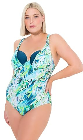 Ulla Popken Costume da Bagno con Coppe morbide, Spalline Regolabili e Materiale Riciclato Turchese Chiaro 46 836002452-46