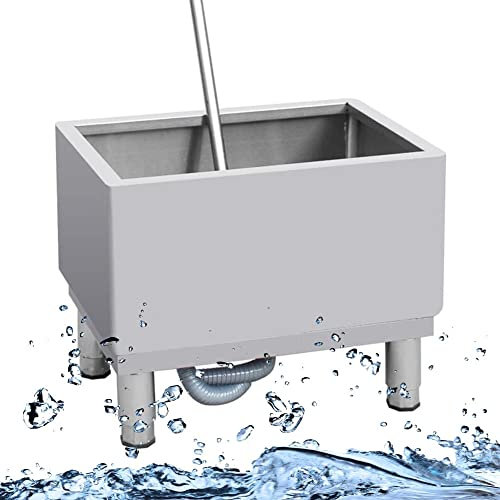 QUSYZD Évier Utilitaire autoportant, évier de Service, évier de Sol en Acier Inoxydable, Station de Lavage autoportante avec Support réglable pour Cuisine/Restaurant/Entreprise,Silver-80x40x50cm