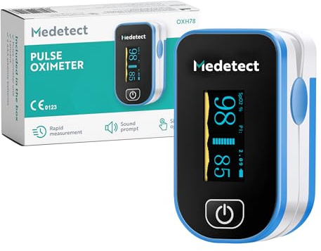 Medetect CE Certified - MHRA Registered Pulse Oximeter/Blood Oxygen Monitor - Finger Oxygen Saturation Monitor/SATS Monitor SpO2 - UK Approved Medical Device