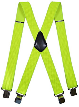 Olata Bretelle regolabili, Abbigliamento da Lavoro, Extra Forte 4 Clip X-Forma, 4cm larghezza - Giallo