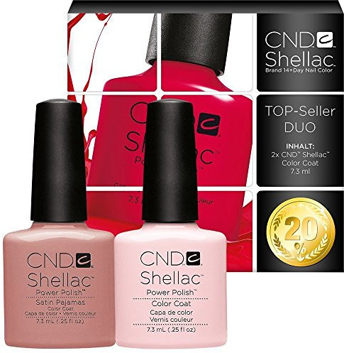CND Shellac UV/LED Power Polish, Satin Pyjamas/Clearly Pink 7.3 ml - Pack of 2