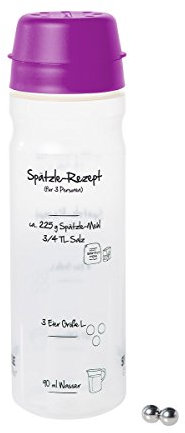 Spätzle-Shaker (LILA) für 4 Portionen selbstgemachte Spätzle (875ml) Spätzlepresse und Mixer in einem Fürs einfache Spätzle machen Das patentierte Original