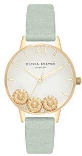 Olivia Burton Analog Quarzuhr für Damen mit Salbeigrünes Lederarmband - OB16CH17