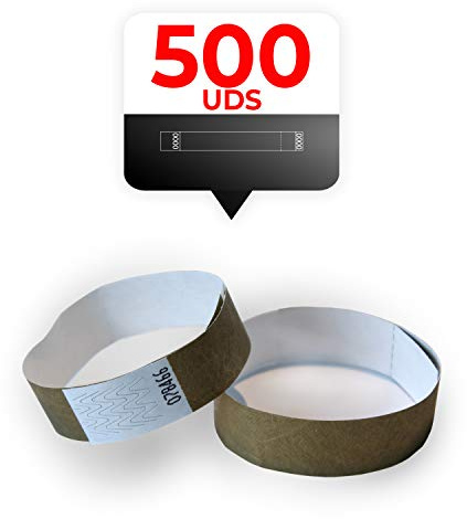 MP - Tyvek Pulseras 500 unidades para Eventos, Color Dorado