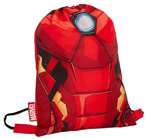 Marvel Bolsa de gimnasio con cordón para niños, diseño de Iron Man, Red, Talla única, Bolsa con cordón
