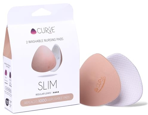 CURVE BY CACHECOEUR Essential Slim Nursing Pads: Stay Dry All Day, Reusable & Eco-Friendly. Say Goodbye to Disposable Pads