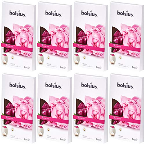Bolsius Aromatic Wax Melts 8 x 6er Pack (48 Stück) Duft Schmelzblüten Wachs (Peony (62))