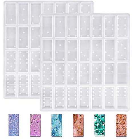 2 pièces de moules en résine pour dominos en silicone, FineGood - Moules en résine époxy pour la fabrication de dominos en résine silicone - Kit de démarrage pour la fabrication de résine DIY