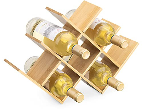 Navaris Weinregal Flaschenregal Regal aus Bambus - 43,5x10x29,5cm Weinflaschenhalter Weinhalter aus Holz - Halterung Regaleinsatz für Wein