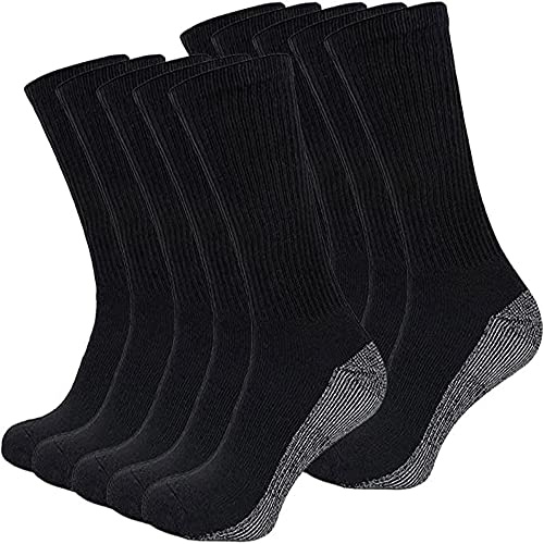 ARITRADERSLTD Calcetines de trabajo unisex de algodón para hombre, talla 43-46, color negro, acolchados, resistentes, Negro, 11-14 Plus Tall